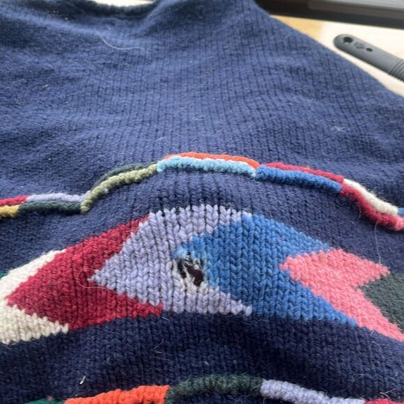 GORGEOUS Bolivian AMANO Wool Patterned Cardigan Oversized - as is - Picture 5 of 6